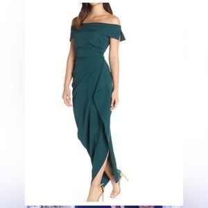 Green off the shoulder gown